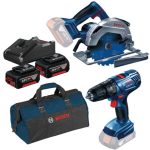 0615A001KS 0615A001KS COMBO Rotomartillo inalámbrico Bosch 06019F83E3 + Sierra circular inalámbrica Bosch 06016A22E0 + + Starter Kit 18V  0615A001k6 + Bolsa de Transporte Mediana Bosch 1619BZ0100